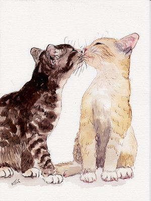 Cat Kissing Drawing, 2 Cats Painting, 3 Cats Drawing, Two Cats Kissing, 2 Cats Drawing, Cats Kissing Drawing, Two Cats Painting, Two Cats Drawing, Cat Kissing