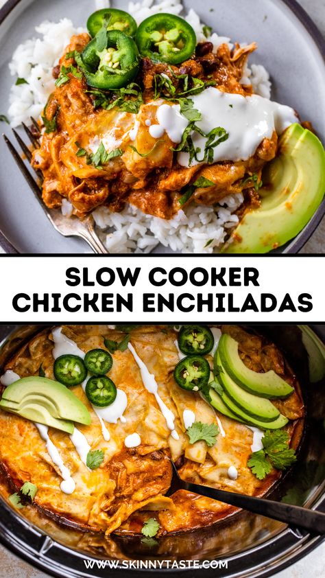 Slow Cooker Chicken Enchiladas, Enchilada Recipes, Thigh Recipes, Healthy Crockpot, Crockpot Recipes Slow Cooker, Dinner Recipes Crockpot, Recipes Keto, Keto Chicken, Healthy Crockpot Recipes