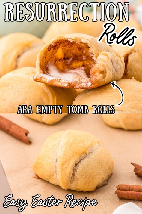 Jesus Tomb Marshmallow, Resurrection Buns Crescent Rolls, Crescent Roll Empty Tomb, Tomb Crescent Rolls, Crescent Roll Easter Tomb, Empty Tomb Biscuits, Easter Resurrection Rolls, Empty Tomb Dessert, Empty Tomb Crescent Rolls