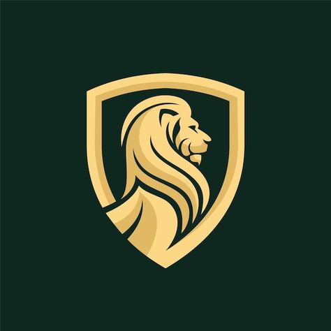 Lion head logo with shield concept | Premium Vector #Freepik #vector #lion-crown #lion-head #lion-mascot #animal-logo Lion Shield Logo, Lion Crown Logo, Roaring Lion Logo, Lion Logo Design, Beard Illustration, Logo Lion, Lion Crown, Ci Design, Lion Mascot