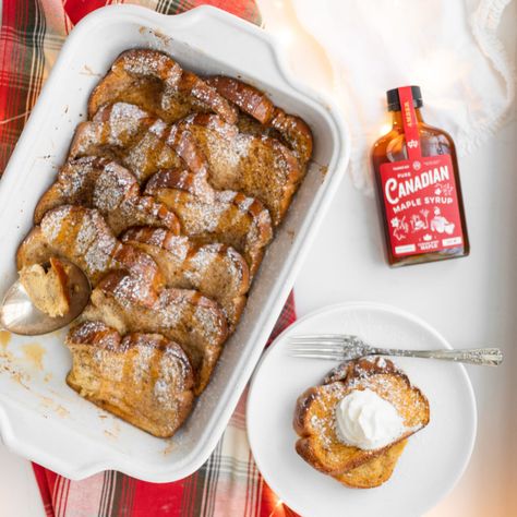 baked eggnog french toast Baked Eggnog French Toast, Festive Christmas Breakfast, Eggnog French Toast Bake, Eggnog French Toast Casserole, Festive Breakfast, Morning Protein, Fraiche Living, Eggnog French Toast, French Toast Casserole Recipes