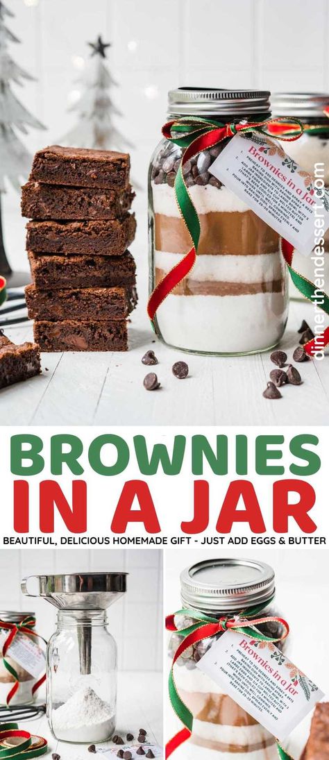 Brownies In A Jar Gift, Jar Baked Goods Gift Ideas, Homemade Cookie Jar Gift, Cookie Dough Mix In A Jar, Cookies In A Jar Christmas, Holiday Cookie Mix In A Jar, Cookies In Mason Jar Gift, Brownie Mason Jar Recipe, Brownie In A Jar Recipe