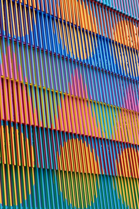 Timber Louvres, Bruther Architecture, Blue Scheme, Timber Screen, Gallery Building, Yinka Ilori, Dulwich Picture Gallery, Veuve Cliquot, Colour Architecture