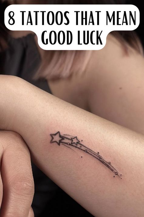 Good luck tattoos, Good luck tattoo ideas, lady luck tattoo ideas, lucky tattoo symbols. money luck tattoo ideas Star Forearm Tattoo, Luck Tattoo Ideas, Lucky Tattoo Symbols, Good Luck Tattoos, Lady Luck Tattoo, Luck Tattoos, Good Luck Tattoo, Self Tattoo, Tattoo Ideas Males