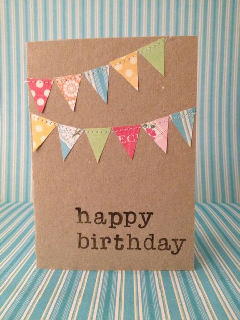 Birthday Bunting card by TheRabbitandtheOwl on Etsy, $5.50 Cards Homemade, Birthday Card Sayings, Crafty Mom, Plank Challenge, Tag Ideas, Bday Cards, 카드 디자인, Card Crafts, Relief Society