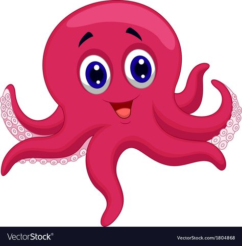 Octopus Cartoon, Cartoon Sea Animals, Baby Octopus, Cute Octopus, Cartoon Fish, Octopus Tattoo, Cartoon Images, Animal Clipart, Mermaid Birthday