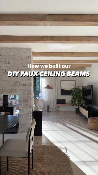 Michaela on TikTok Faux Ceiling Beams, Liming Wax, Timber Slats, Faux Beams, Bungalow House, Organic Style, Beach Bungalows, Kids Bathroom, Ceiling Beams