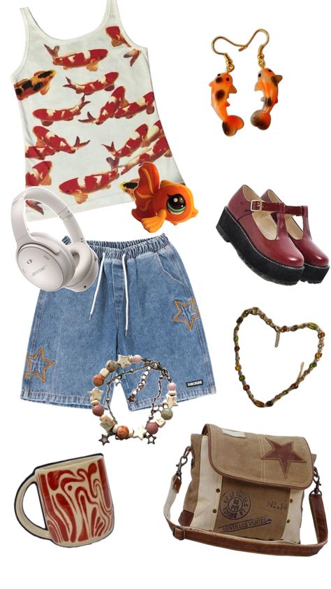 Koi fish aesthetic outfit Koi Fish Aesthetic, Fish Aesthetic, Goblin Core, Fancy Nancy, Hair Clothes, Fishing Outfits, Aesthetic Outfit, Japan Fashion, Character Outfits