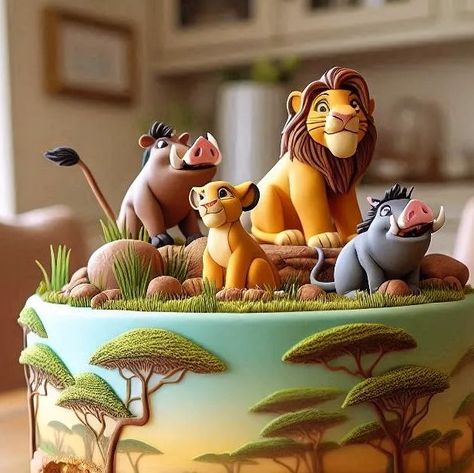 Lion King Birthday Cake Ideas, Cake For 5 Year Boy, Lion King Cake Ideas, King Cake Ideas, Lion King Birthday Cake, Simba Cake, Christening Theme, Lion Birthday Cake, Lion King Cake