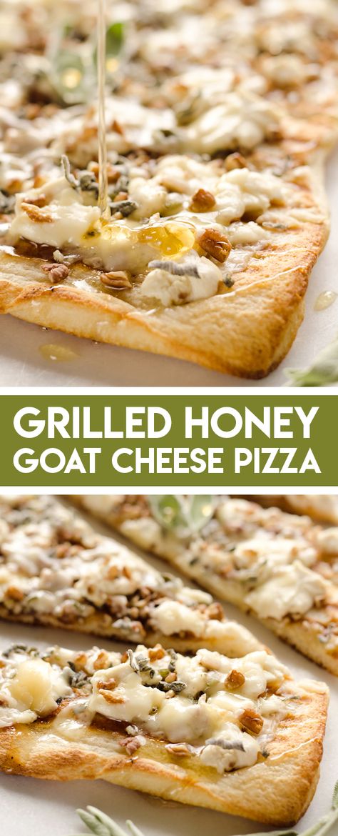 Honey Goat Cheese Pizza, Honey Goat Cheese, Honey Come, Goat Cheese Pizza, Goat Cheese Recipes, Grilled Pizza, Pizza Recipes Homemade, Flatbread Pizza, Vegetarian Recipe