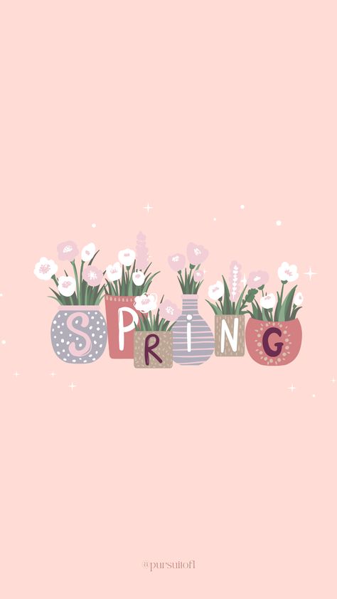 Pastel Pink Phone Wallpaper with Spring Text and Assorted Flowers in Pots Wallpaper Iphone Spring Aesthetic, Pastel Pink Phone Wallpaper, Simple Iphone Wallpaper Pastel, April Phone Wallpaper, Pink Spring Wallpaper, April Aesthetic Wallpaper, Preppy Phone Wallpaper, Pink Easter Wallpaper, Cute Spring Wallpapers