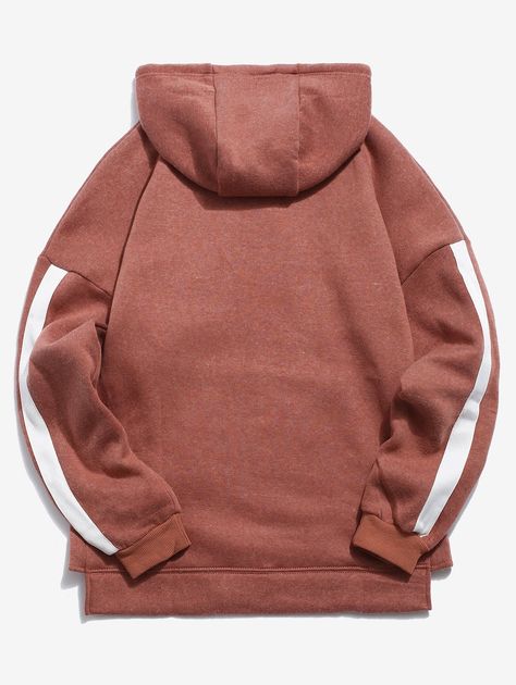 Sleeve Stripe Casual Hoodie  BLACK CHERRY RED , #affiliate, #Casual, #Stripe, #Sleeve, #Hoodie, #RED #Ad Sweat Noir, Sweat Vintage, Thermal Hoodie, Oversize Pullover, Brown Hoodie, Korean Streetwear, Pullover Sweater Men, Streetwear Hoodie, Lined Hoodie