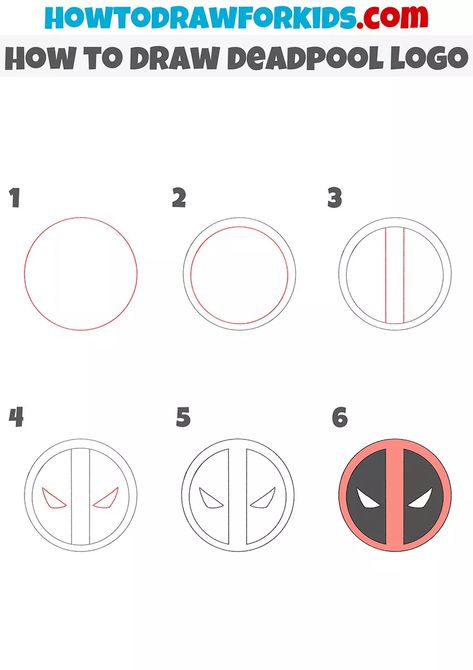 How to Draw Deadpool Logo - Easy Drawing Tutorial For Kids Deadpool Painting Easy, Deadpool Sketch Easy, How To Draw Deadpool, Easy Marvel Drawings, Deadpool Drawing Easy, Deadpool Art Drawing, Logo Step By Step, Deadpool Symbol, Lego Deadpool