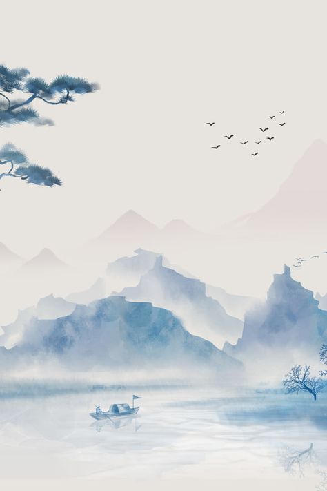 Chinese Style Guilin Landscape Background Material Guilin, Chinese Style Illustration, Chinese Background, Chinese Wallpaper, Chinese Landscape Painting, Art Invitation, Chinese Landscape, Islamic Art Pattern, Landscape Background