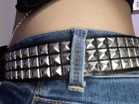 Stud Belts, Emo Belts, Studded Belt Outfit, 2000s Punk Fashion, 2000s Belt, Belt Aesthetic, Scene Belt, Cool Belts, Grunge Cyberpunk