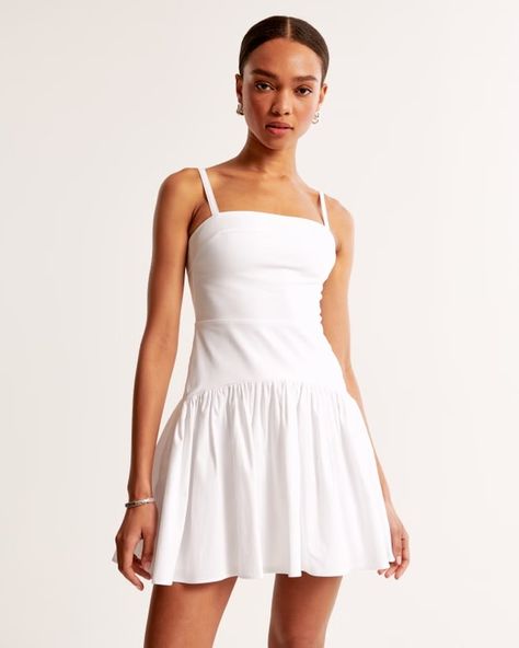 dress | Abercrombie.com Abercrombie And Fitch Dress, White Drop Waist Dress, Peppermayo Dress, Dropped Waist Dress, Abercrombie And Fitch Dresses, Mini Robes, Grad Dresses, Straight Neckline, Dropwaist Dress