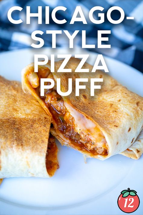 Chicago Style Pizza Puff | 12 Tomatoes Pizza Puffs Recipe Chicago, Pizza Puffs Recipe, Chicago Recipes, Grilled Cheese Recipes Gourmet, Dinner Grown, Pizza Puffs, Recipes Gourmet, Freezer Dinners, Chicago Style Pizza