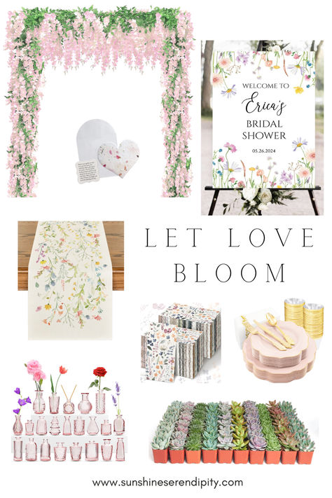 Discover the perfect theme for a dreamy bridal shower - "Let Love Bloom". Embrace the beauty of floral decor, enchanting pink accents, and adorable favors that will make your celebration a blooming success. In this blog post, we will guide you through creating a romantic and whimsical atmosphere for the bride-to-be's special day.    #affiliate floral bridal shower, petals and prosecco, let love bloom, wildflower theme party, bridal shower themes for 2024, bridal shower themes for 2025 Garden Theme Wedding Shower Ideas, Bloom Party Theme, Love In Bloom Bridal Shower Theme Decor, Let Love Bloom Bridal Shower Theme, Flower Theme Bridal Shower Ideas, Wildly In Love Bridal Shower Theme, Wildflower Theme Party, Wild Flower Bridal Shower Ideas, Love Is Blooming Bridal Shower Theme