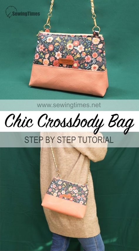 DIY Chic Crossbody Bag💖 Sew a Stylish Shoulder Bag with Zipper Pocket Inside! Sewing Times, Cross Body Bag Pattern Free, Diy Fabric Purses, Crossbody Bag Tutorial, Purse Patterns Free, Cross Body Bag Pattern, Sewing Handbag, Denim Bag Patterns, Crossbody Bag Pattern