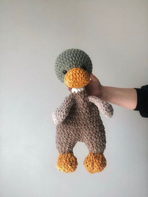 Mallard Duck Snuggler | Mallard Duck Lovey | Crochet Ducky Crochet toys ideas #crochettoysideas #crochet #crochettoy #crochetpattern #crochetpatterns 2.744 Ducky Crochet, Duck Snuggler, Duck Lovey, Lovey Crochet, Lovey Pattern, Crochet Lovey, Lucky Duck, Chenille Yarn, Mallard Duck