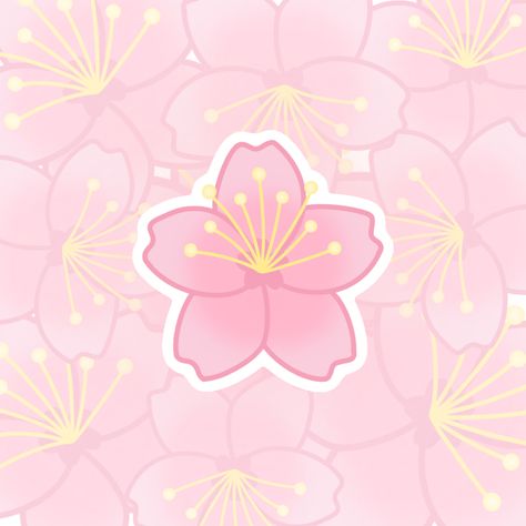 Sakura Stickers Blossoms, Cherry Blossom Icons Aesthetic, Cute Cherry Blossom Wallpaper, Sakura Flower Icon, Cute Flower Icon, Cherry Blossom Kawaii, Cherry Blossom Icon, Cherry Blossom Anime, Kawaii Cherry Blossom