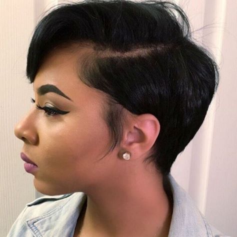 Side-Parted Pixie Bob for Black Women African American Hairstyles, Sew Ins, Short Hair Styles African American, Short Cut Wigs, Brazilian Hair Wigs, American Hairstyles, Short Human Hair Wigs, Mohawk Hairstyles, Short Black Hairstyles