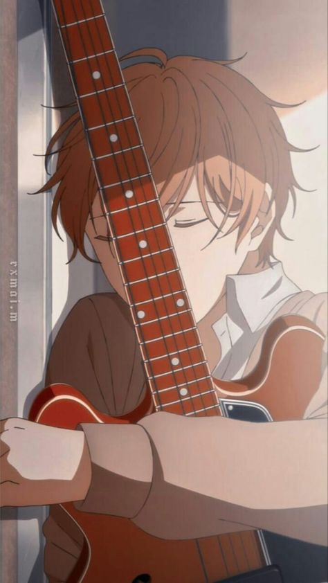 Guitar Anime Wallpaper, Anime Guitar Wallpaper, Guitar Anime, Pfp Pictures, Guitar Boy, Cool Wallpapers For Phones, Boys Playing, Art Drawings Sketches Simple, Playing Guitar