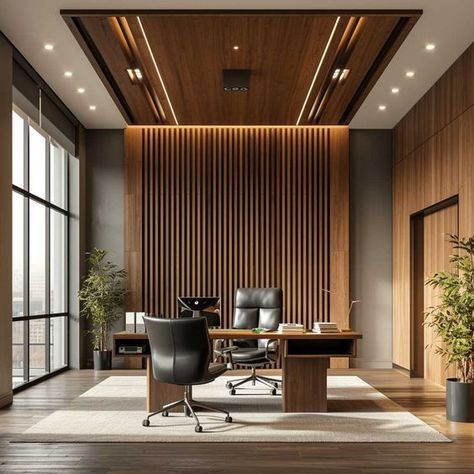 Adding Texture and Style with Unique Vertical Slat Walls • 333+ Images • [ArtFacade] Vertical Slats Wall, Law Office Design, Executive Office Design, Slat Walls, Small Office Design Interior, Contemporary Office Design, Small Office Design, Cozy Bedrooms, Office Interior Design Modern