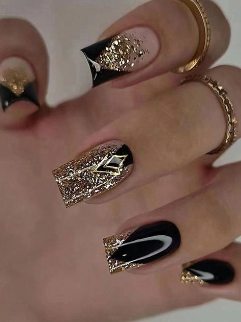 2337. Express your unique style with our trendy nail accessories! Click the link for more. #nail #nailtrend #nailaccessories Colorful Nails, French Nail, Nail Forms, Nails Black, Stick On Nails, Fancy Nails, Nail Arts, Artificial Nails, Gold Nails