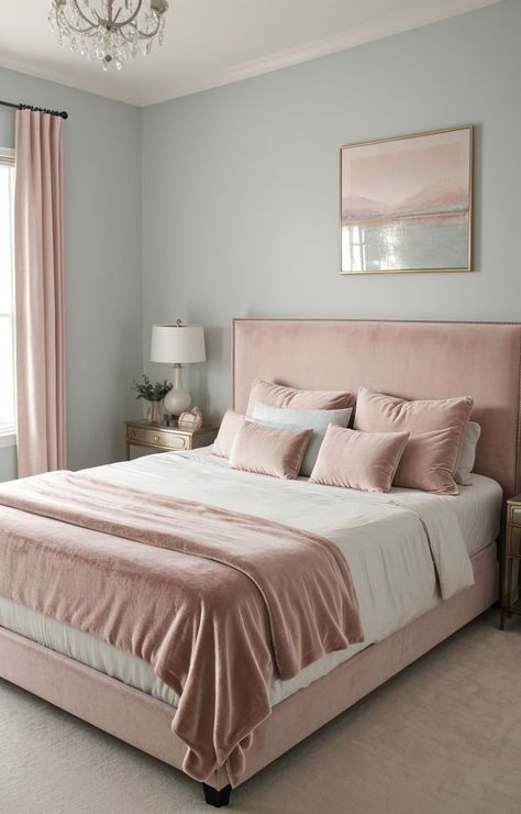 Soft Pink Bedroom, Pink Bedroom Accessories, Dusty Pink Bedroom, Blush Pink Bedroom, Pink Bedroom Walls, Pastel Bedroom, Gorgeous Bedrooms, Pink Bedrooms, Bedroom Color Schemes