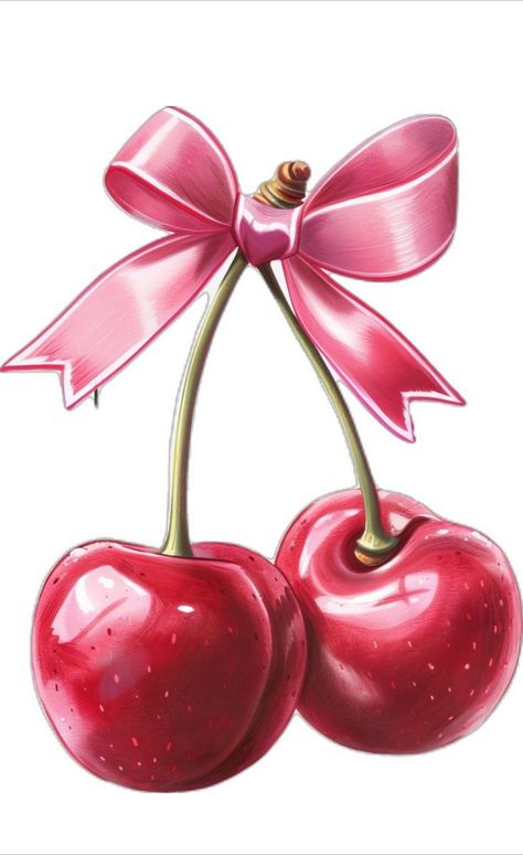 Coquette Png Aesthetic, Cherry With Bow, Cherry Pictures, Cherries Aesthetic, Ribbon Transparent, Cherry Png, Coquette Cherry, Bows Png, Vintage Halloween Cards