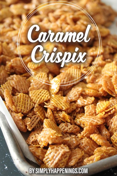 Crispix Caramel Crunch, Caramel Crispix Recipe, Crispix Snack Mix, Caramel Chex, Chex Mix Recipes Sweet, Watermelon Jello, Snack Mixes, Cereal Snacks, Chex Mix Recipes