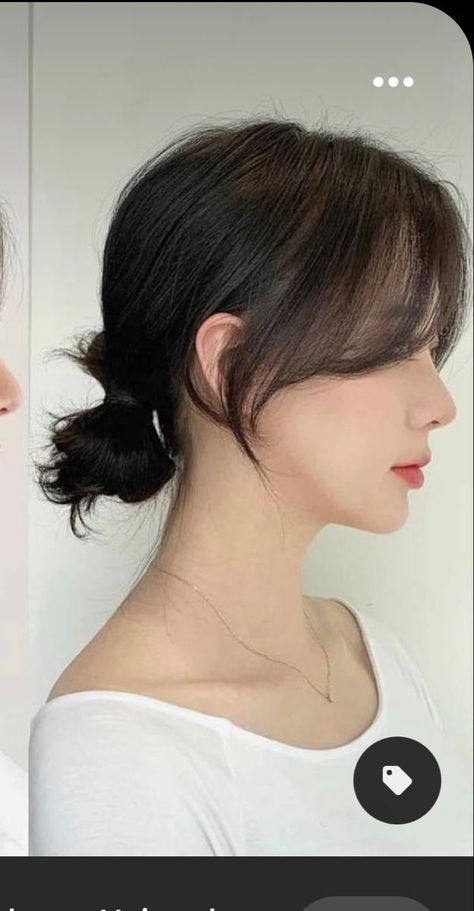 Asian Mid Length Hair With Bangs, Kpop Hair Aesthetic, Kazuha Haircut, Asian Curtain Bangs Medium Hair, Korean Curtain Bangs Long Hair, Korean Haircut With Bangs, Bangs With Medium Hair Round Face, Curtain Bangs Asian, Korean Wispy Bangs