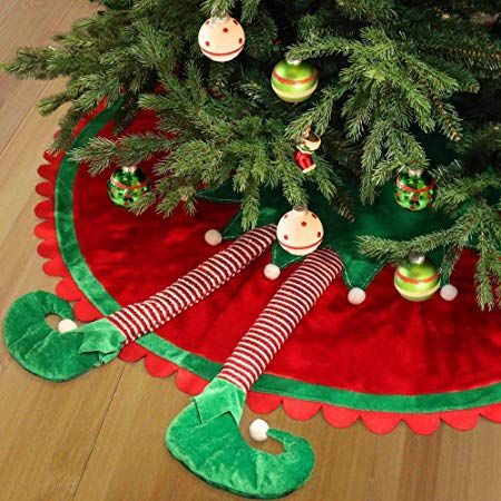 Christmas Tree Mat, Whimsical Christmas Decor, Elf Tree, Xmas Tree Skirts, Elf Legs, Elf Christmas Tree, Lace Trees, Navidad Diy, Elf Christmas