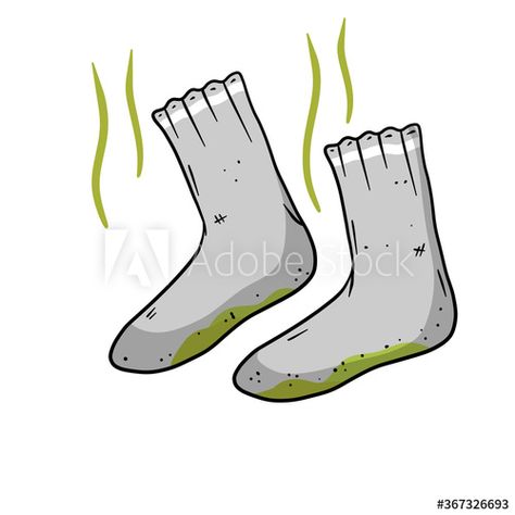 Dirty sock. Smelly feet. Sloppy clothes. Stinky toe. Grey Object for washing. Cartoon flat illustration. Green wave. The bad stench #AD , #Stinky, #clothes, #Grey, #toe, #Sloppy Stinky Socks, Green Wave, Flat Illustration, The Bad, Textures Patterns, Arts And Crafts, Socks, Grey, Green