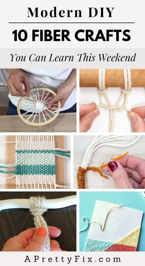 Ever wanted to learn weaving, macrame or any other fiber craft that's been trending the past few years? In this round-up of 10 fiber craft tutorials, you'll be able to pick up a new skill in just one weekend. It's that easy! #weaving #macrame #fiberart #yarncrafts #diycrafts #diycrafts Weaving Crafts For Adults, Yarn Crafts To Sell Easy Diy, Diy Yarn Crafts To Sell, Easy Weaving Projects, Yarn Crafts For Adults, Easy Weaving, Weaving Macrame, Tassels Tutorials, Yarn Crafts For Kids