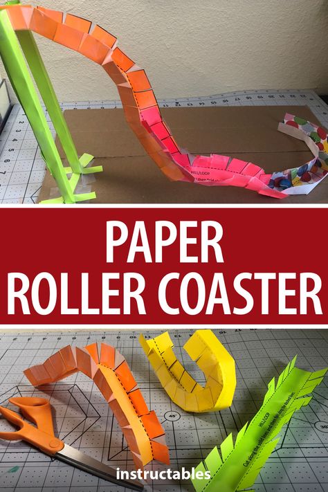 Steam Activities Elementary 3rd, Paper Plate Roller Coaster, Diy Roller Coaster Projects, Fun Stem Projects For Kids, Construction Paper Roller Coaster, Stem With Paper, Roller Coaster Project Ideas, Roller Coaster Science Project, Middle School Steam Projects