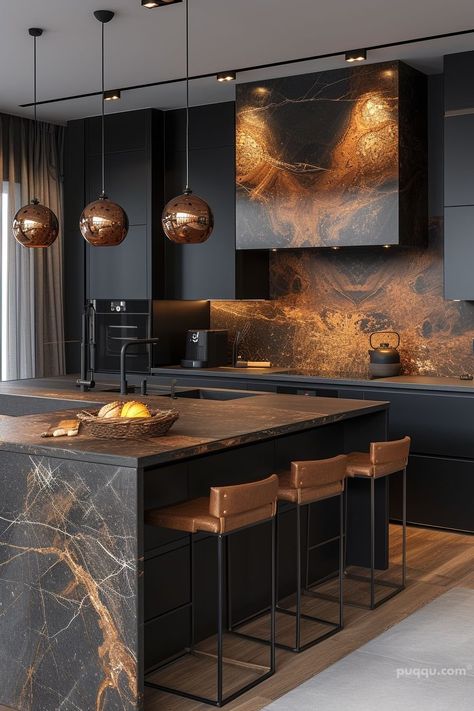 Modern Luxury Kitchen Designs - Transforming Your Home Elegance - Puqqu Dream Kitchen Design Luxury, Sophisticated Kitchen, Dark Interior Design, Modern Luxury Kitchen, Kitchens Luxury, Dream Kitchens Design, Modern Kitchen Cabinets, Luxury Kitchen Design, Kitchen Inspiration Design