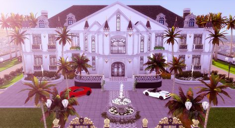 Sims 4 Mansion, Clasic Houses, Kim Kardashian Hollywood Game, Hollywood Mansion, A Mansion, American Architecture, Sims 4 Cc Furniture, Island Living, Sims 4 Houses