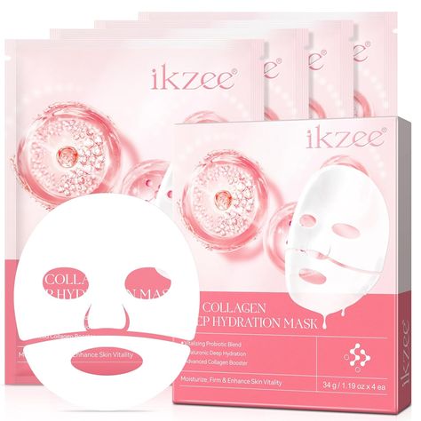 Collagen Real Deep Mask, Hydrating Overnight Hydrogel Mask with Low Molecular Weight Collagen for Pore Minimizing, Moisturize, Firm and Enhance Skin Elasticity Hydration Face Mask, Collagen Face Mask, Overnight Face Mask, Hydrating Face Mask, Collagen Booster, Collagen Mask, Overnight Mask, Anti Aging Ingredients, Layers Of Skin