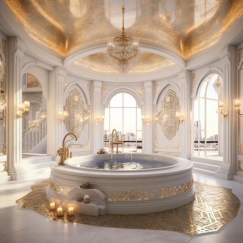 Castle Bathroom Aesthetic, Royal Bathroom Aesthetic, Royal Bathroom Luxury, Bathroom Royal, All White Backdrop, Luxury Bath Tub, Luxurious Mansions Interior, Roman Bath House, Royal Interior