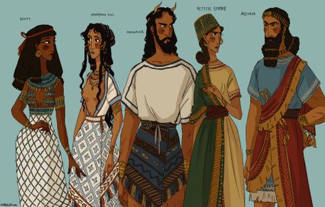 Tumblr, Ancient Greek Character Design, Ancient Minoan, Ancient Clothing, Ancient Mediterranean, Arte Peculiar, Greek Mythology Art, Concept Art Character, Mythology Art