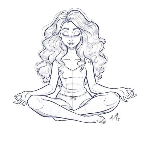 Revisited this drawing from a few years ago for a commission piece. #yogisofinstagram #yogi #yogagirl #yoga #zen #breathe #meditate #relax… Meditation Pose Drawing, Yoga Drawing, Meditation Poses, Nicole Lee, Disney Princess Drawings, Meditation Art, Yoga Pose, Drawing Images, Drawing Base