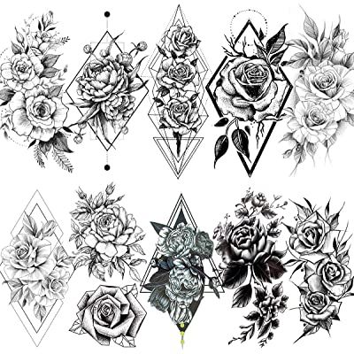 Flower Tattoos Black And White, Flower Tattoos Black, 3d Flower Tattoos, Tattoos Black And White, Geometric Rose Tattoo, Geometric Flower Tattoo, Wrist Tattoo Cover Up, Diamond Tattoos, Wrist Tattoos For Women