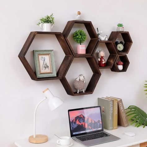 Buy our New product - Visit our website ( Link in bio ) . Large Hexagon Floating Shelves - Wall-Mounted Wooden Honeycomb Storage, Set of 6, Farmhouse Style Hexagonal Shelves for Bedroom, Living Room, Office Decor, Brown . /. . #shelves #shelvesdecor #ShelvesRacks #shelvesdesign #shelvestyling #shelvesofinstagram #shelves2sharemarketing #shelvesph #shelvesdecor #shelvesofwhimsy #flotingshelves #floating shelves #floatingshelves Showpieces For Living Room, Hexagon Floating Shelves, Shelves For Bedroom, Brown Wall Decor, Farmhouse Storage, Wood Hexagon, Honeycomb Shelves, Hexagon Shelves, Fa Fal