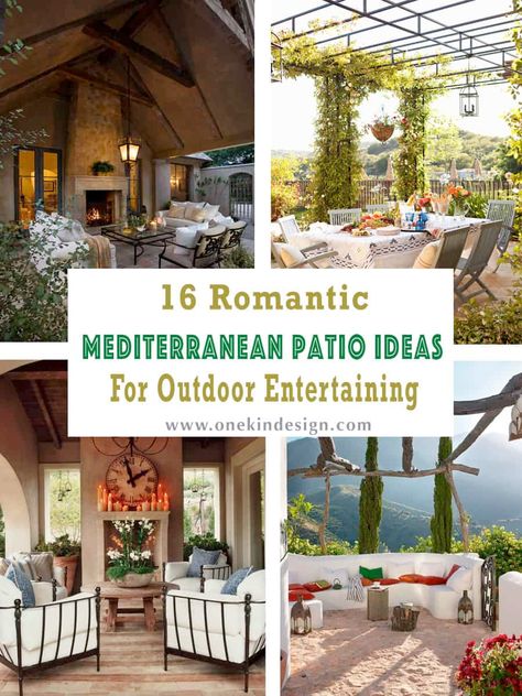 16 Romantic Mediterranean Patio Ideas For Outdoor Entertaining Spanish Patio Ideas, Mediterranean Outdoor Patio, Mediterranean Decorating, Mediterranean Patio Ideas, Tuscan Backyard, Spanish Style Patio, Spanish Backyard, Tuscan Patio, Spanish Patio