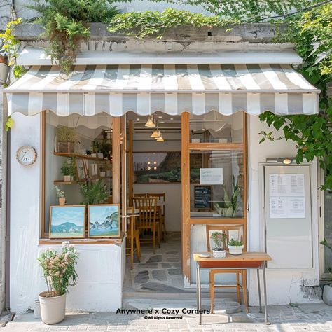 Small Bakery Cafe Interior Design, Mini Shop Ideas, Print Shop Design, Cafe Exterior, Bookstore Cafe, Storefront Design, Cafe Shop Design, Small Cafe, Shop Fronts