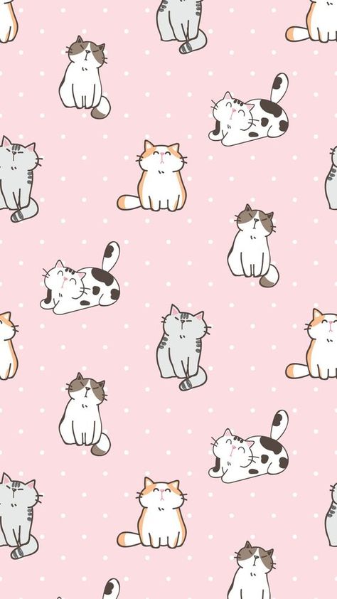 Step into the world of pink purr-fection with this cute cat phone wallpaper. It's a burst of cuteness that adds charm to your screen! Cats Pattern Wallpaper, Cats Background Wallpapers, Cute Cat Wallpaper Cartoon, Kitty Aesthetic Wallpaper, Kittens Wallpaper, Cat Pattern Wallpaper, Wallpaper Gatos, Cat Phone Wallpaper, Cat Background