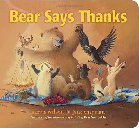 This will be so cute near your party favors to keep on theme with your story book baby shower! Bear Says Thanks, Yoga Class Plan, Kids Yoga Classes, Thanksgiving Books, Preschool Books, Thanksgiving Kids, Thanksgiving Activities, Friends Show, Yoga For Kids