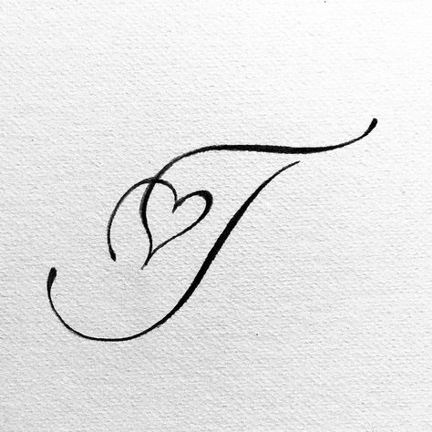 Jose In Cursive, Cursive J With Heart, J With A Heart Tattoo, T Tattoo Initial With Heart, Initial Tattoo Ideas Letters Fonts, T With Heart Tattoo, Initial With Crown Tattoo, Cursive T Tattoo, I Initial Tattoo